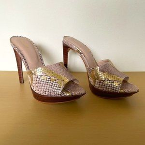 Aldo 'Hillianna' Womens Platform Mule - Stiletto Heel - Gold Snakeskin - Size 5